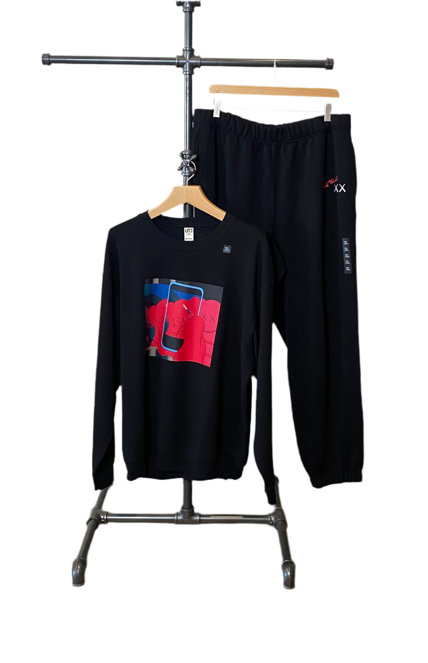 UNIQLO KAWS WARHOL COLLECTION SWEATPANTS BLACK GRAY FROM JAPAN SIZE XL