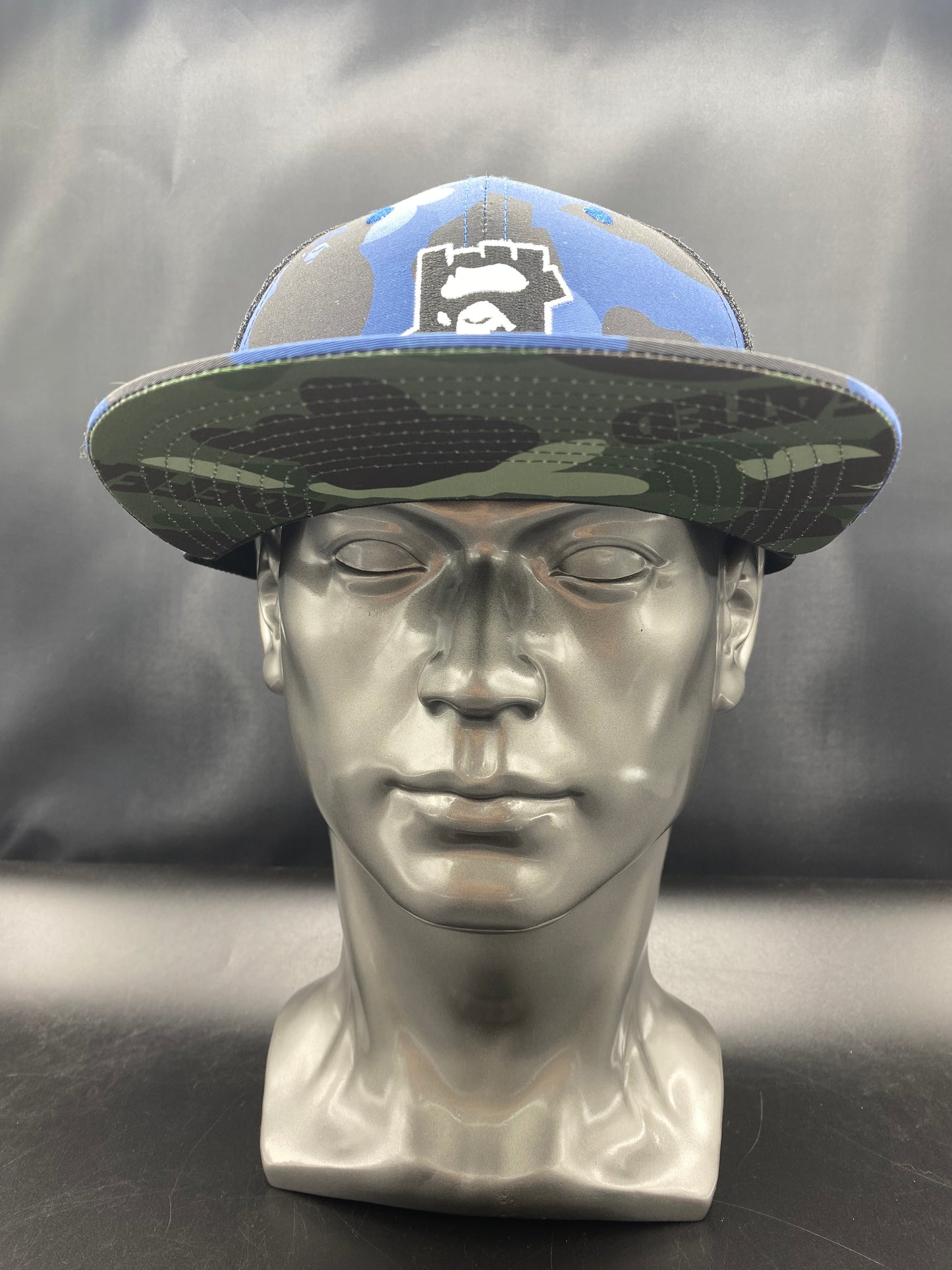 A Bathing Ape Undefeated With Pin Blue Camo Snapback