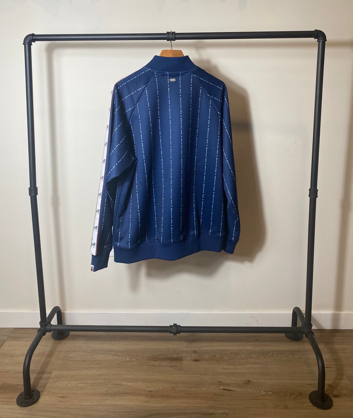 BAPE TEXT STRIPE JERSEY TOP JACKET A BATHING APE SIZE XL