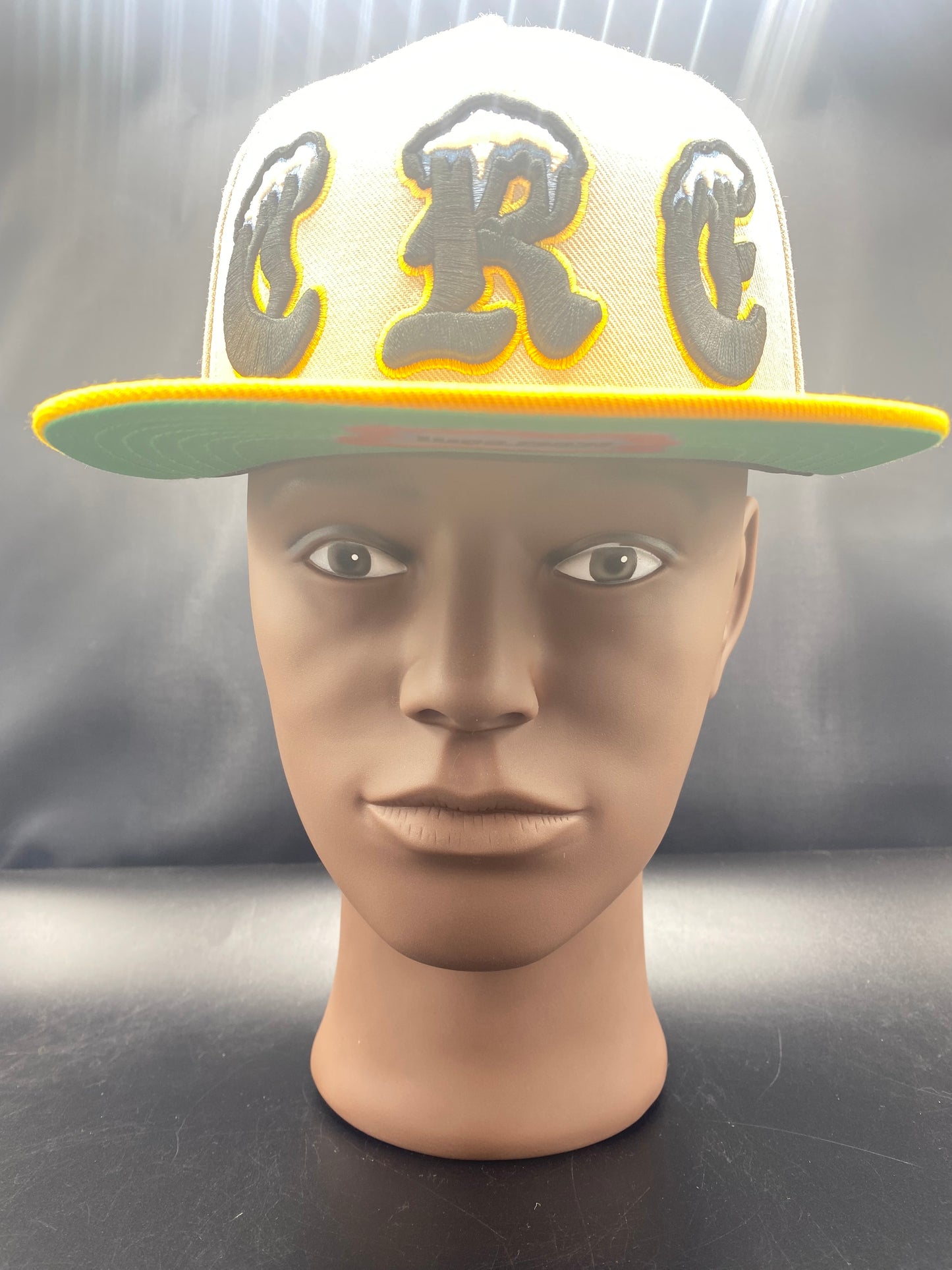 BBC ICE CREAM Tan and Yellow Flat Brim Adjustable Baseball Cap Snapback