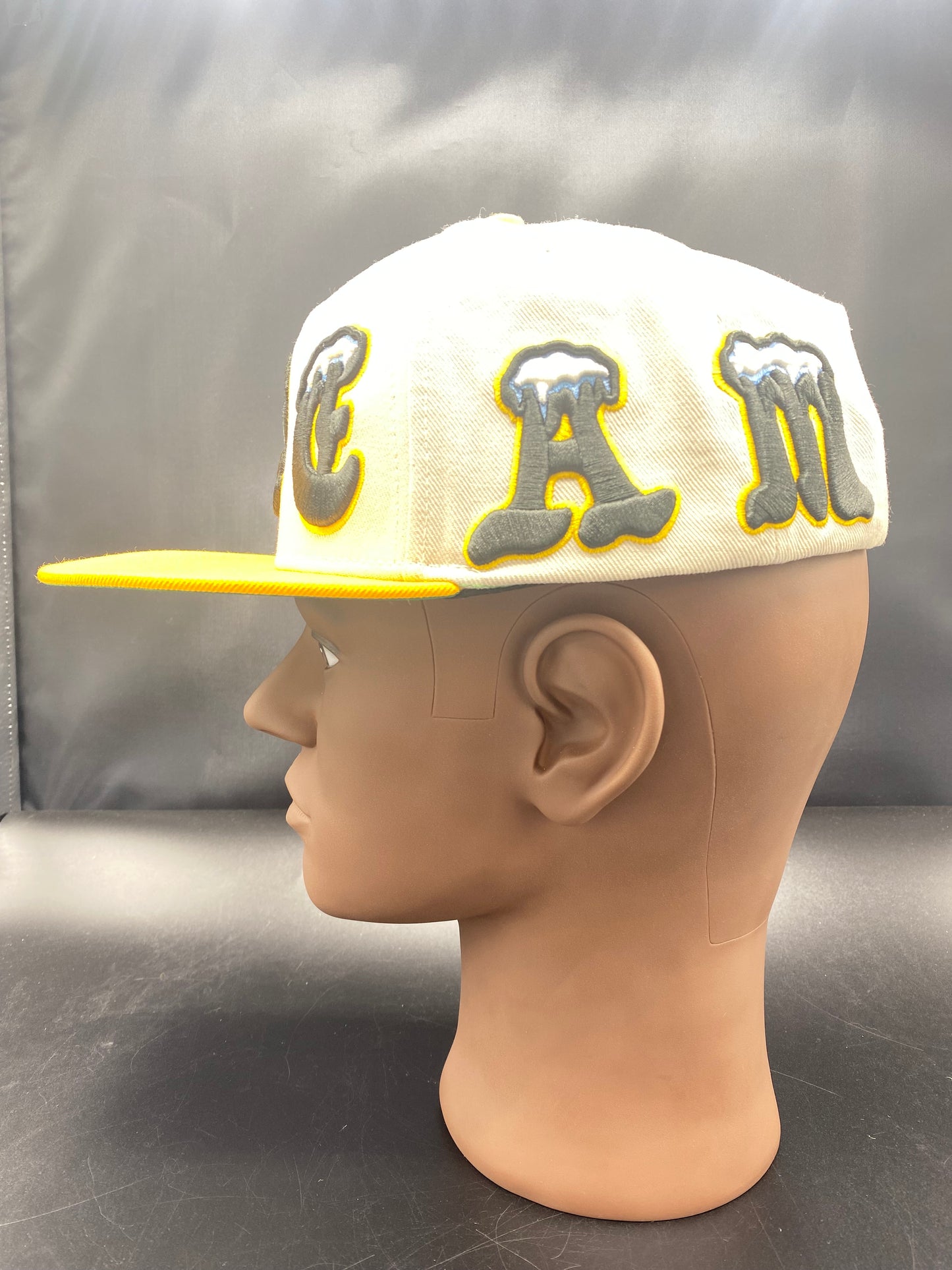BBC ICE CREAM Tan and Yellow Flat Brim Adjustable Baseball Cap Snapback