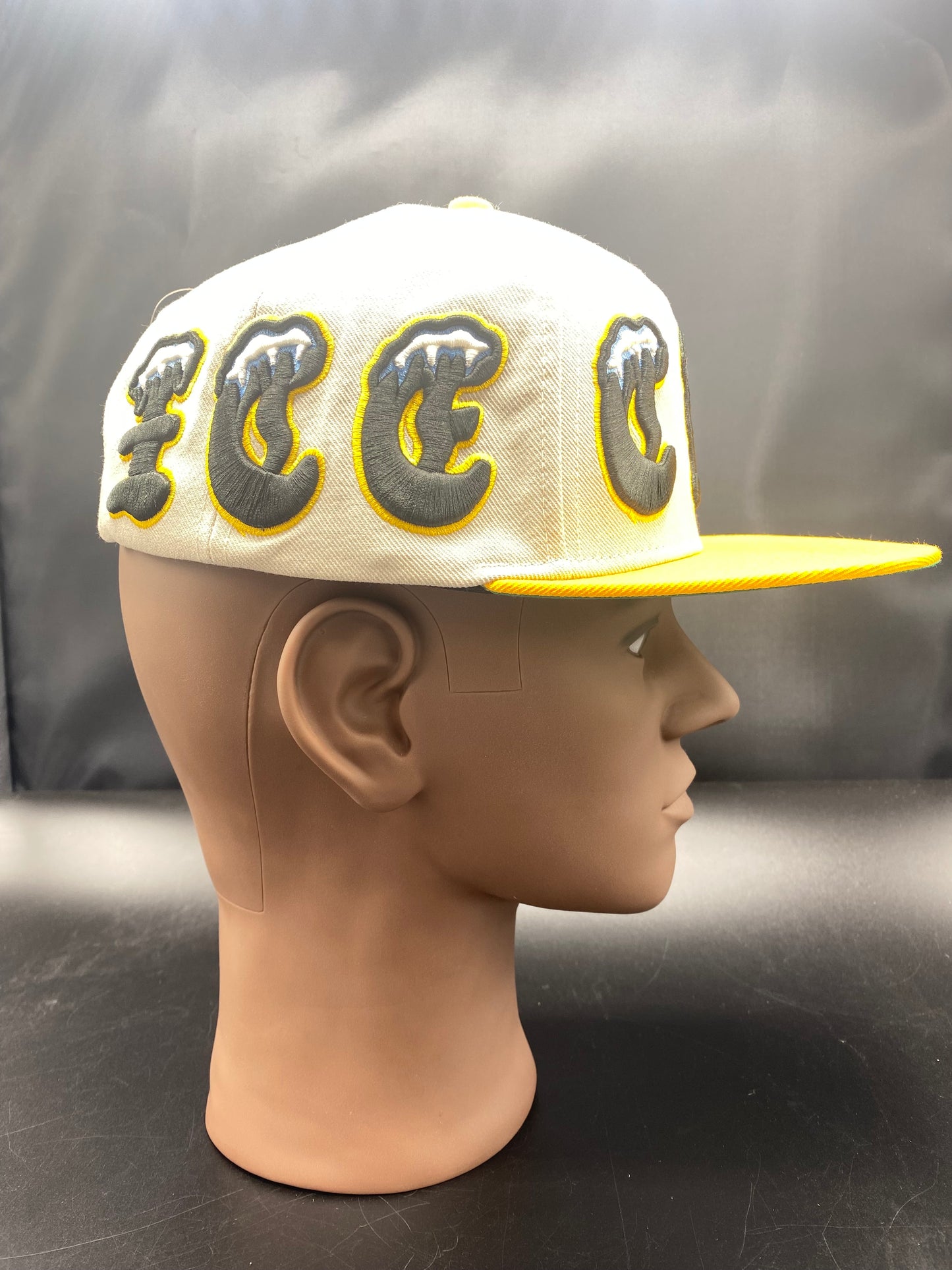 BBC ICE CREAM Tan and Yellow Flat Brim Adjustable Baseball Cap Snapback