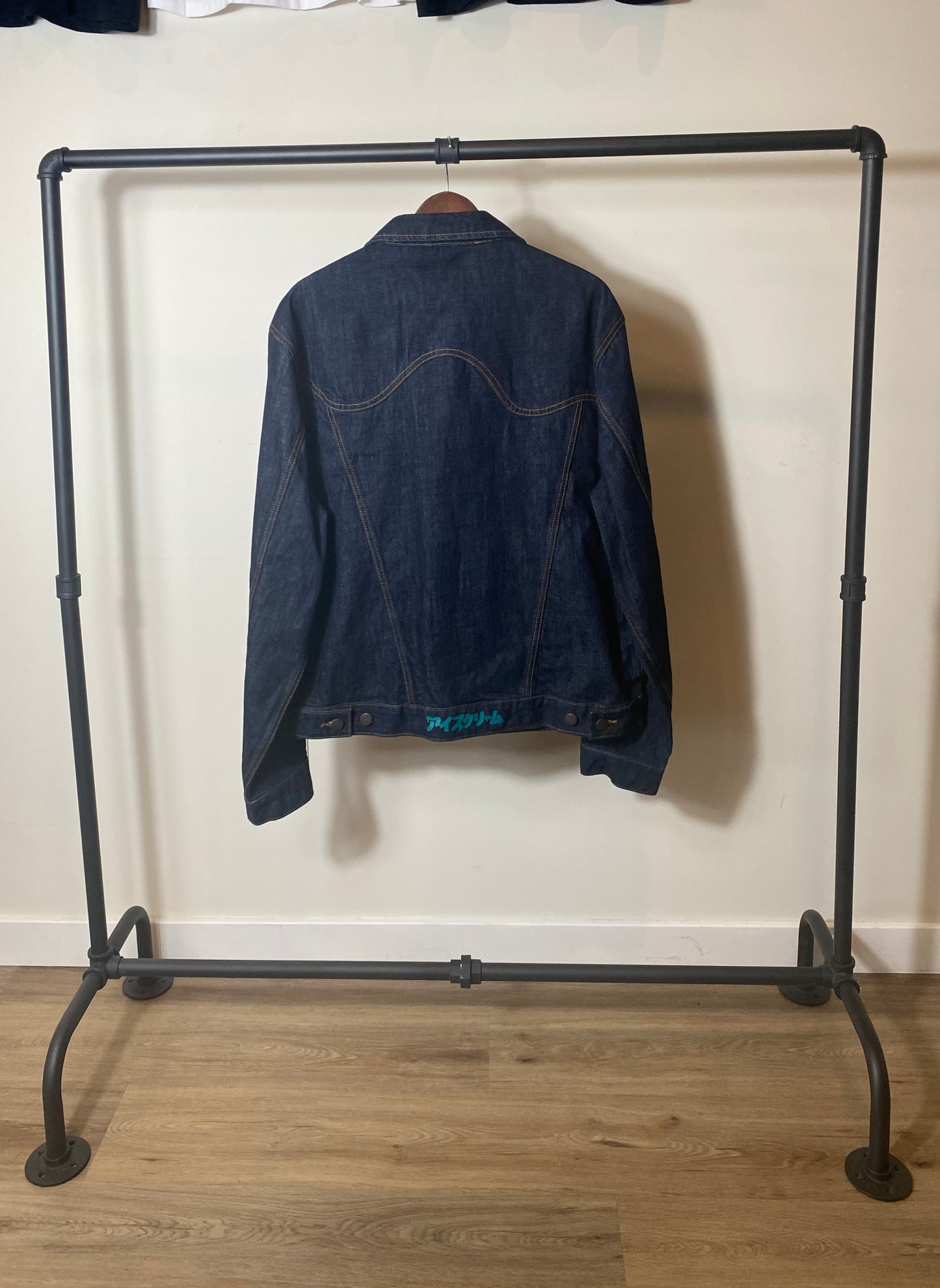 ICE CREAM LEG DOWN RAW BLUE RUNNING DOG MIRROR JACKET DENIM BILLIONARE SIZE XL