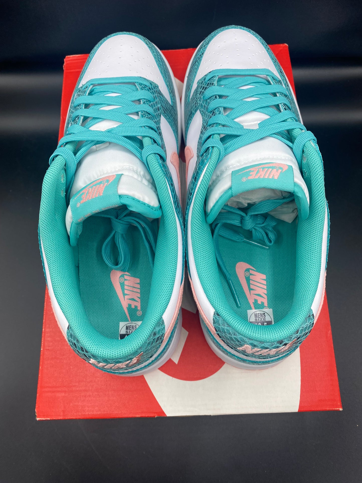 Nike Dunk Low Snakeskin Washed Teal Bleached Coral Size M10.5 W12