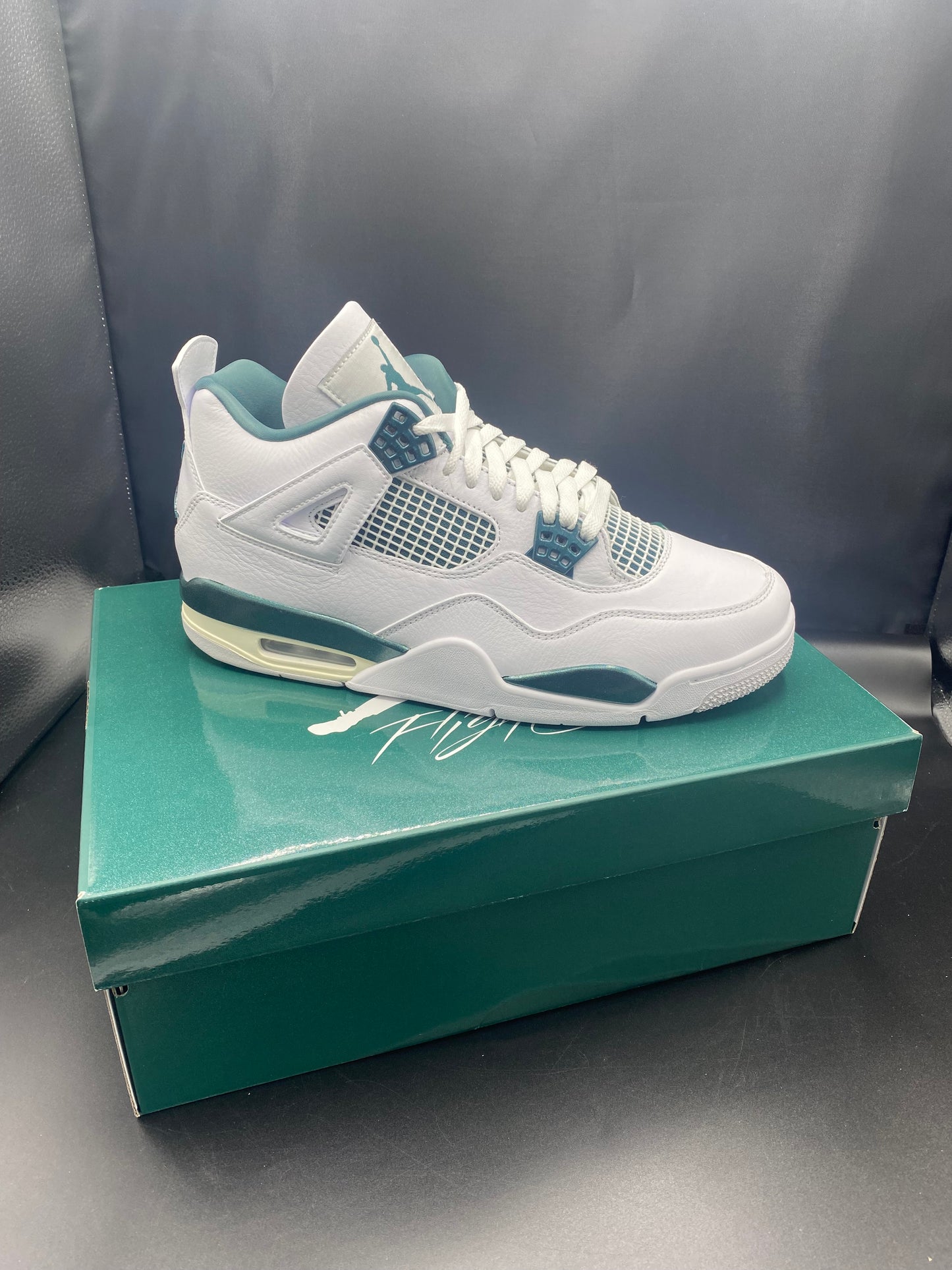 AIR JORDAN 4 RETRO WHITE/OXIDIZED GREEN-WHITE SIZE M 10.5 W 12
