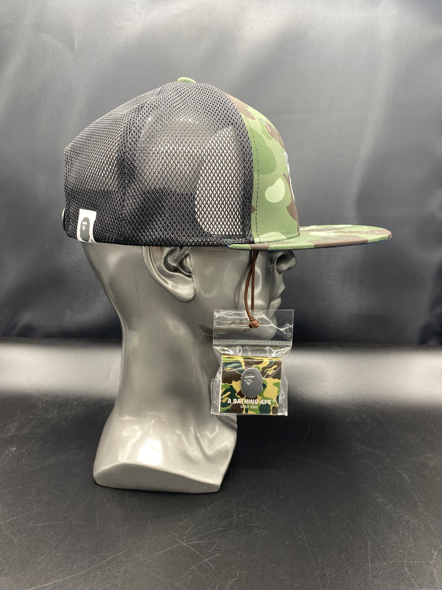 A Bathing Ape Undefeated With Pin Green Camo Snapback