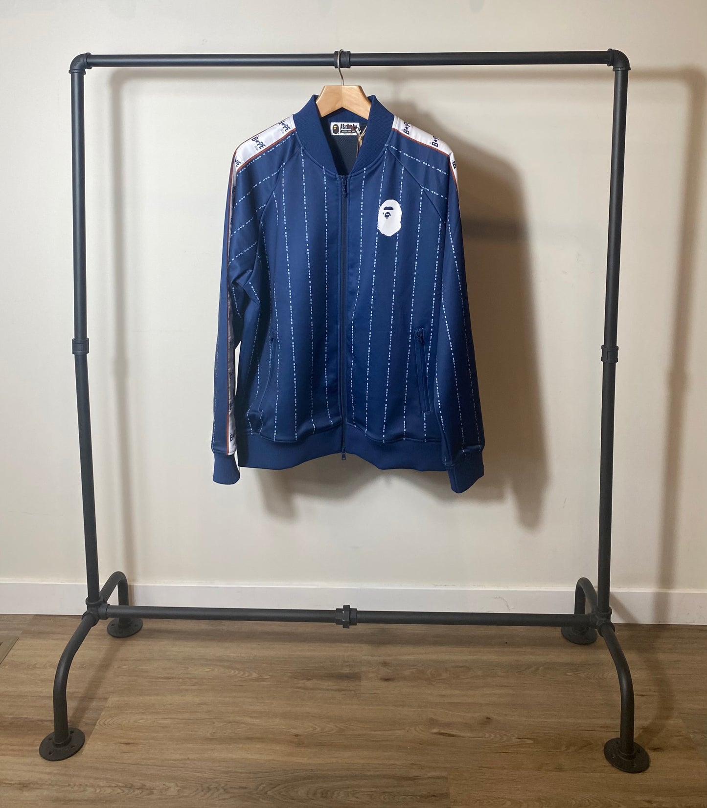 BAPE TEXT STRIPE JERSEY TOP JACKET A BATHING APE SIZE XL