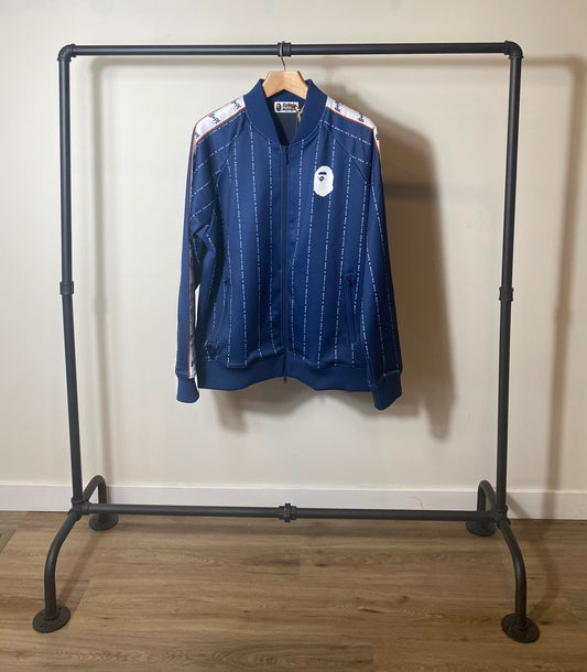 BAPE TEXT STRIPE JERSEY TOP JACKET A BATHING APE SIZE XL