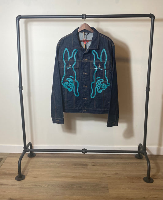 ICE CREAM LEG DOWN RAW BLUE RUNNING DOG MIRROR JACKET DENIM BILLIONARE SIZE XL