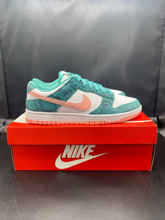 Nike Dunk Low Snakeskin Washed Teal Bleached Coral Size M10.5 W12