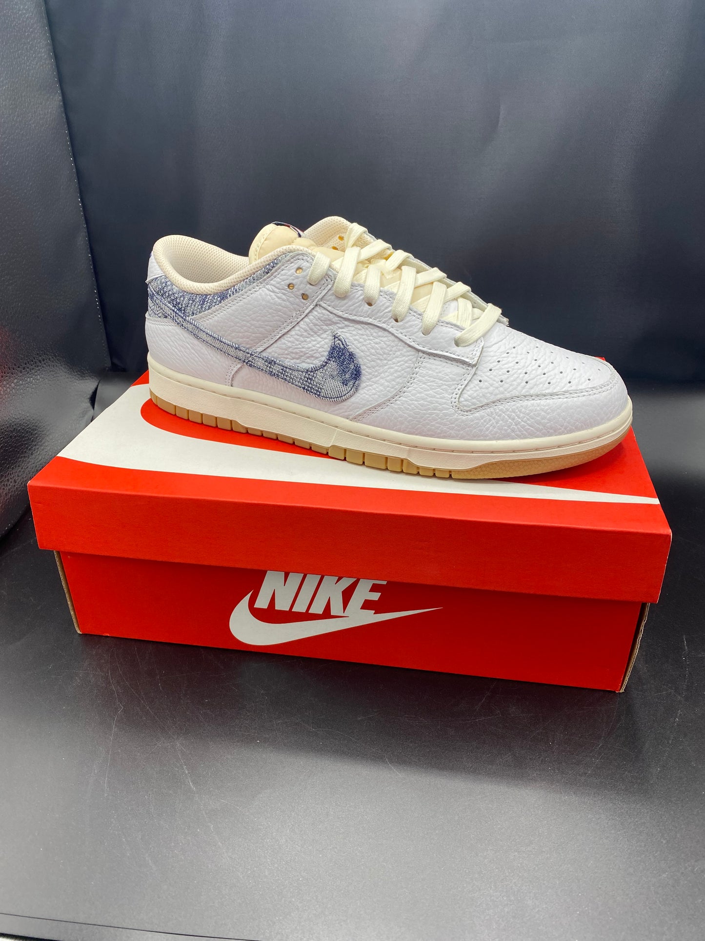 Nike Dunk Low White/Gym Red/Sail/Midnight Navy Size M 12 W 13.5