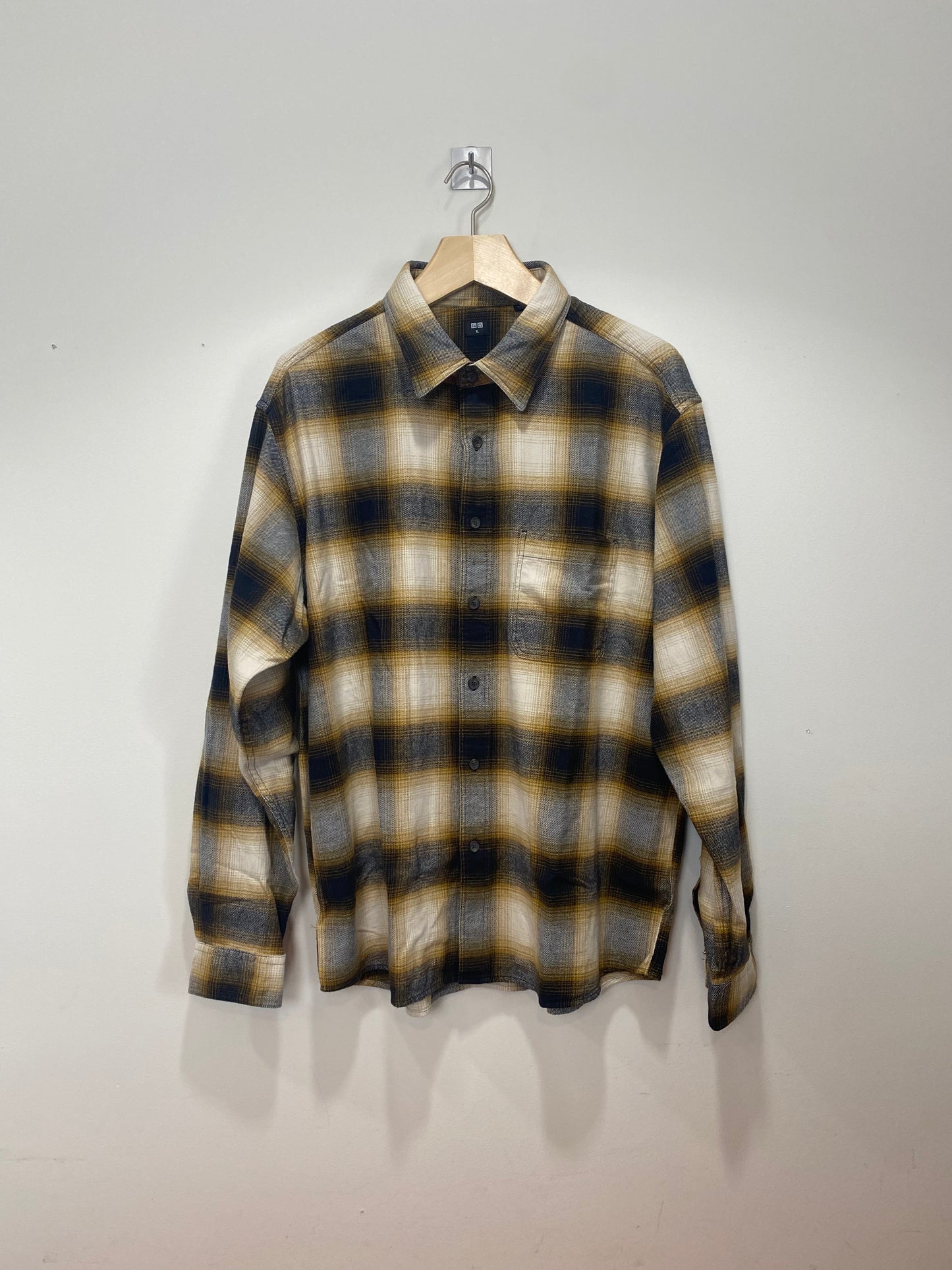 Uniqlo FLANNEL Yellow SHIRT CHECKED Size XL
