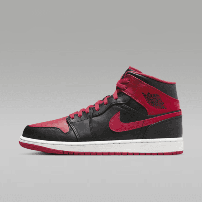 Air Jordan 1 Mid Black/White/Fire Red Size M 10 W 11.5