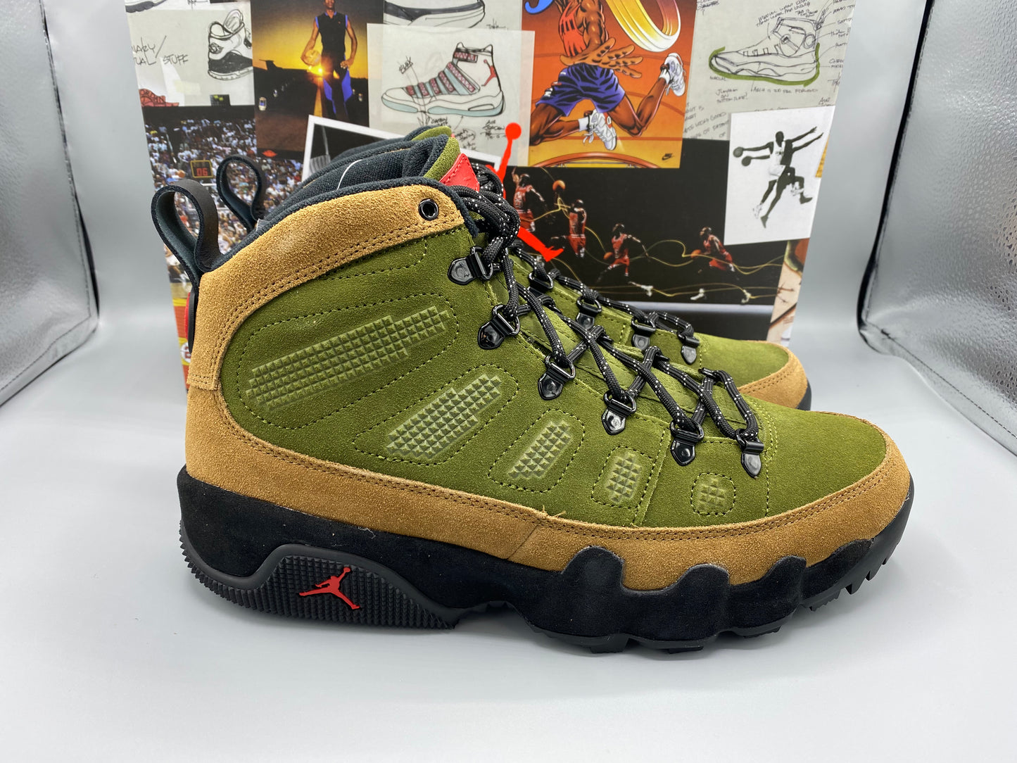 Air Jordan 9 Retro Boot NRG "Military Brown Legion Green" Size M 10 W 11.5