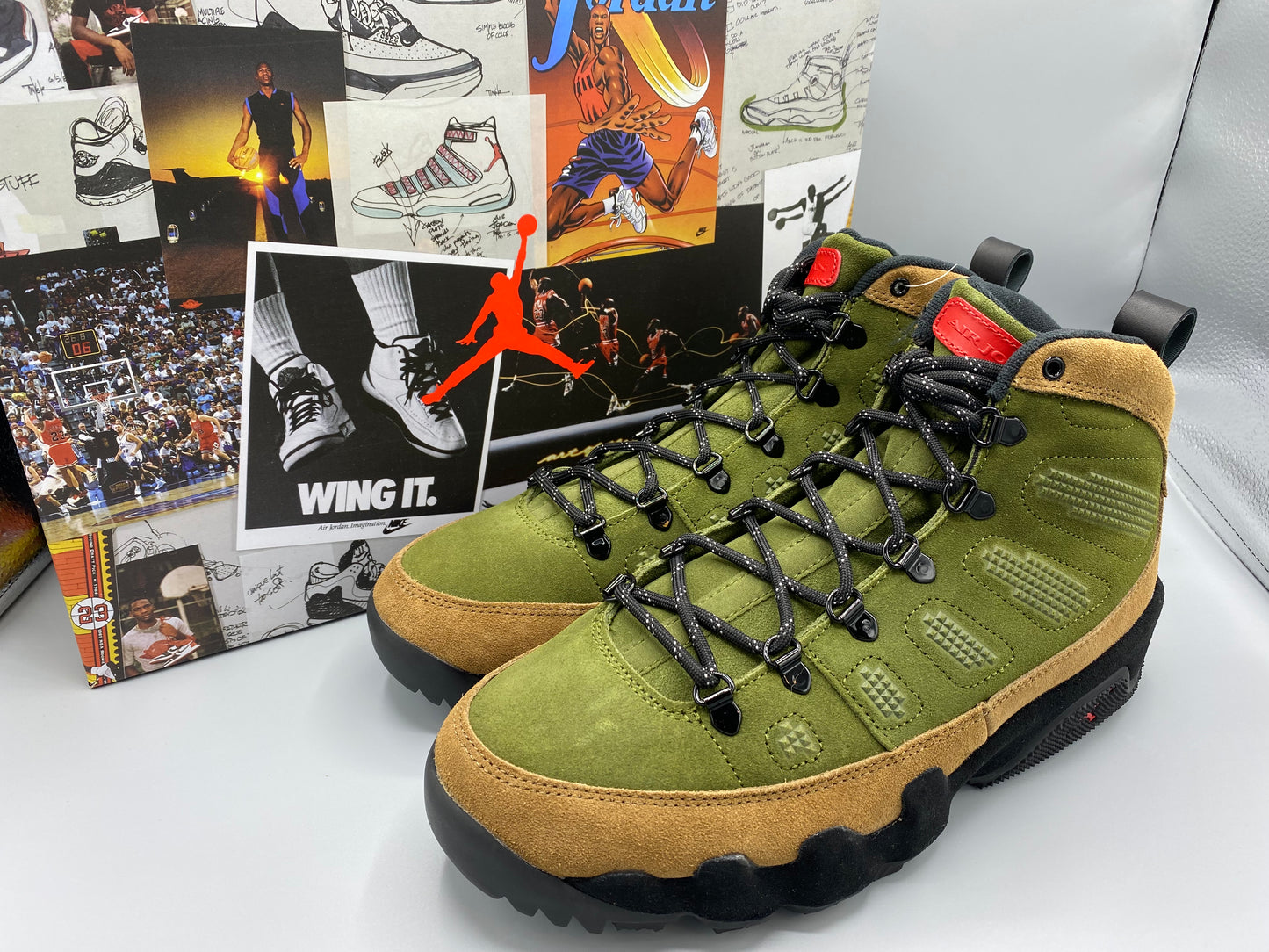 Air Jordan 9 Retro Boot NRG "Military Brown Legion Green" Size M 10 W 11.5